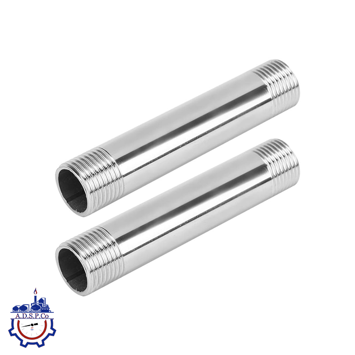 نیپل استنلس استیل رزوه‌ای 10 سانتی‌متر - گرید SS316/316L